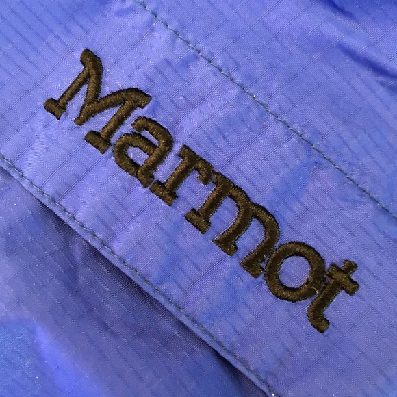 MARMONT size Medium Blue windbreaker ZipFront Waterproof Hoodie Packable Jacket - Picture 9 of 14